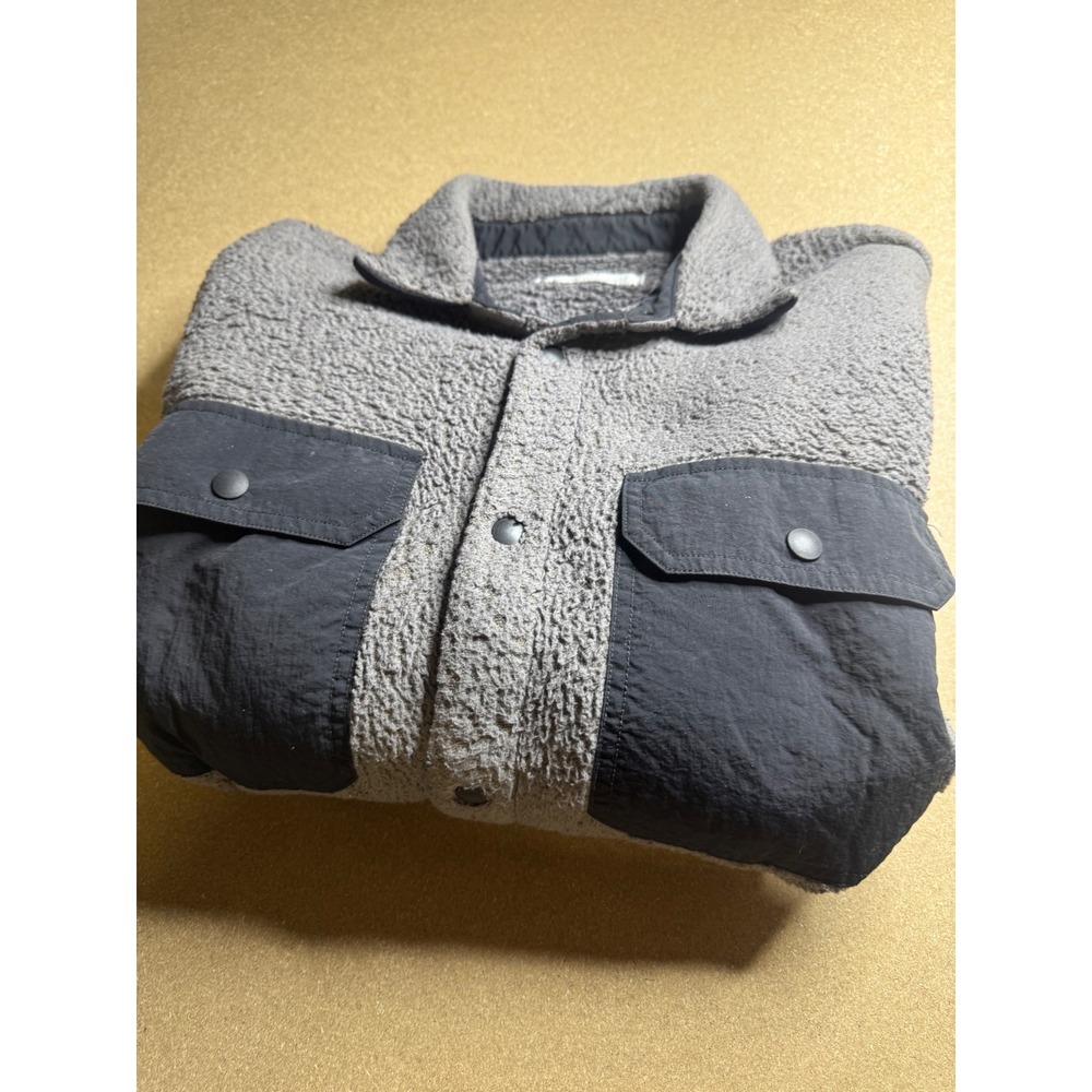 Outerknown‎ Chromatic Sherpa Shirt Jacket Mens Large Grey Black Fleece Shacket